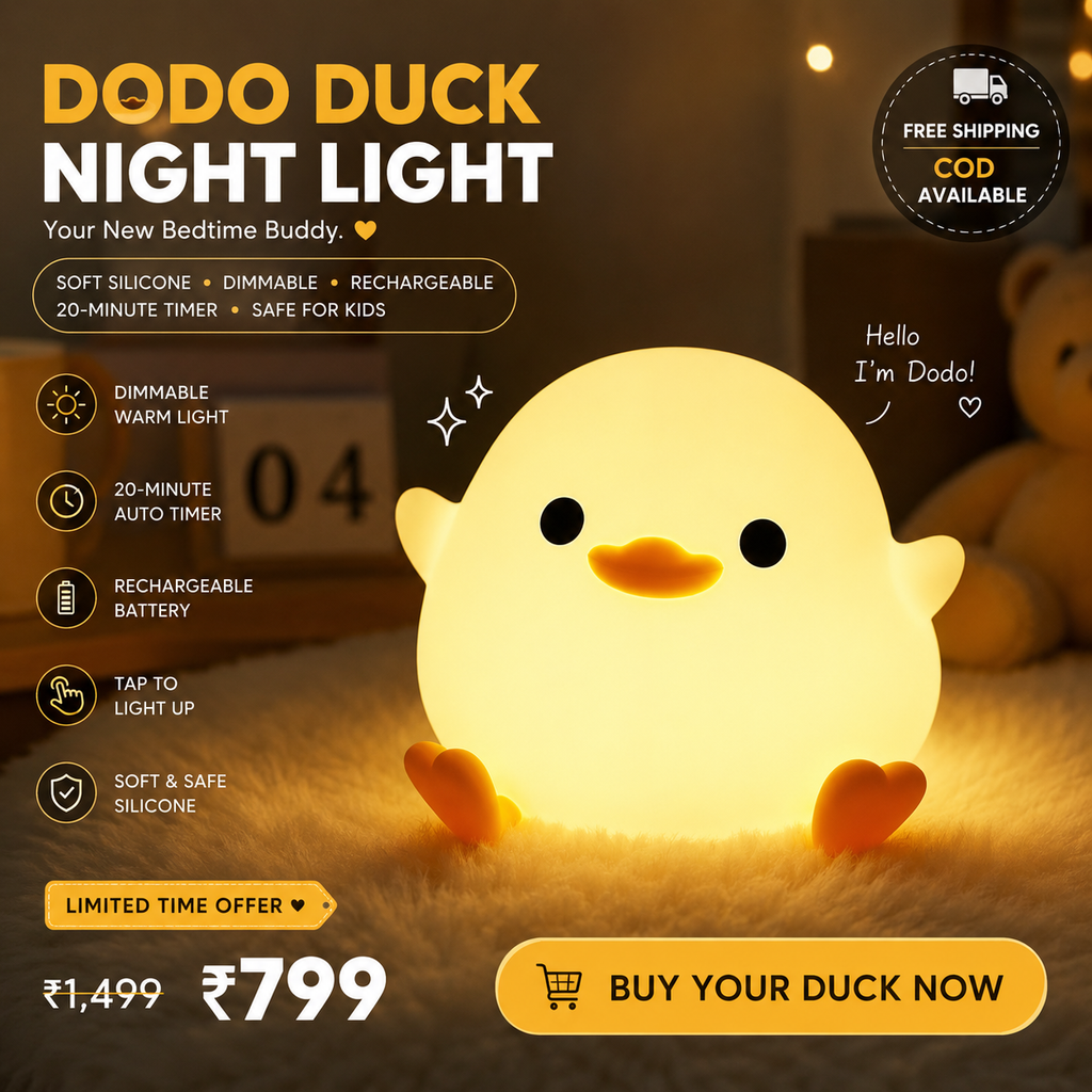 Duck Night Light - Squishy Silicone Bedside Lamp