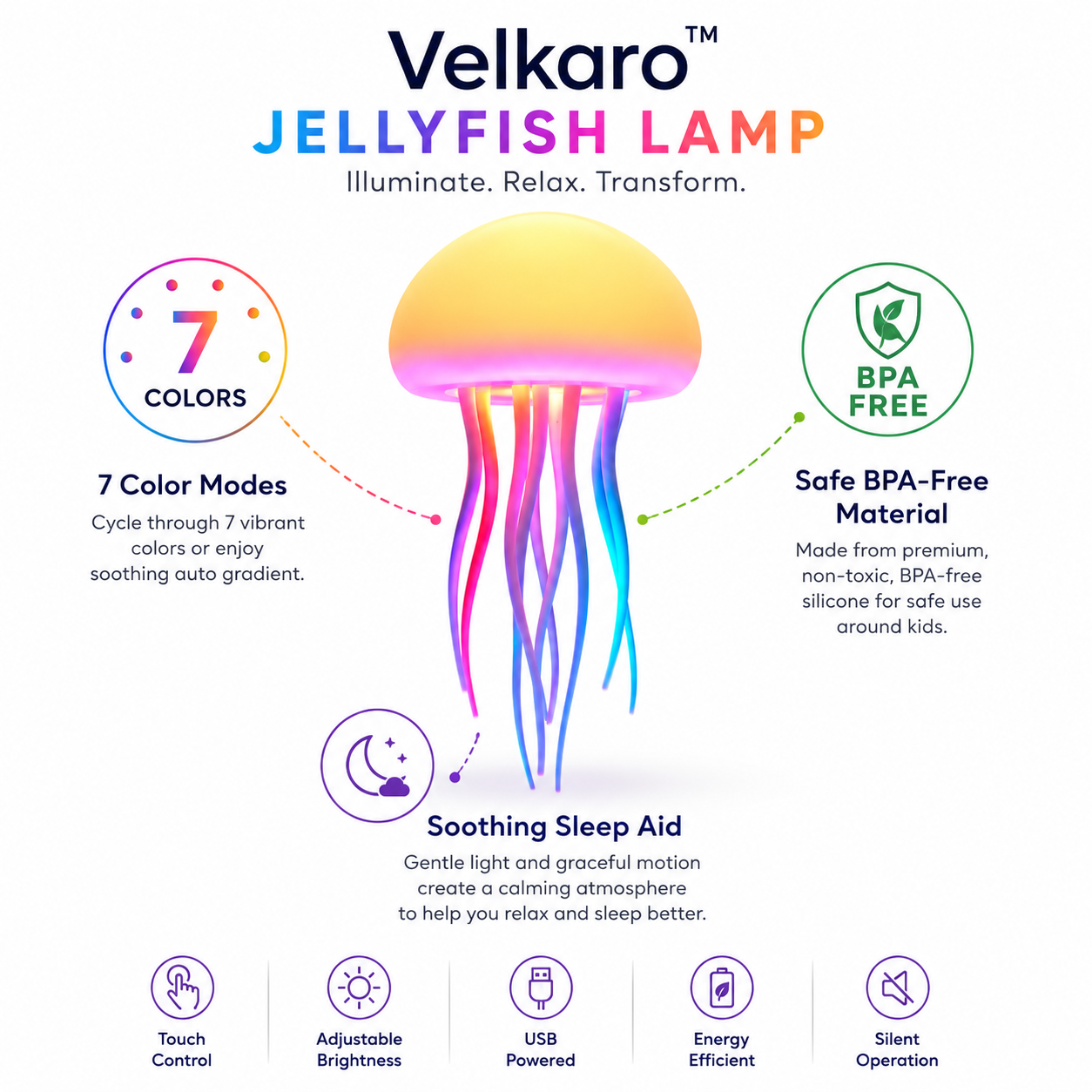 Velkaro™ Jellyfish Night Lamp